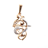 Кулон золото 585, общий вес - 1.36 г, чистый вес - 1.317 г